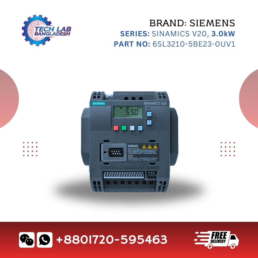 Siemens 6SL3210-5BE23-0UV1 SINAMICS V20 VFD – 3.0kW, 3 Phase, 400V, Unfiltered