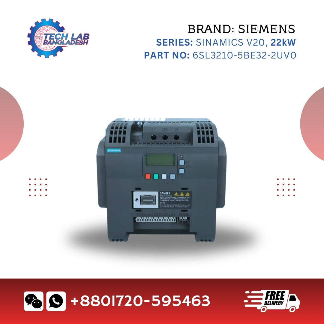 Siemens 6SL3210-5BE32-2UV0 SINAMICS V20 VFD – 22kW, 3 Phase, 400V, Unfiltered